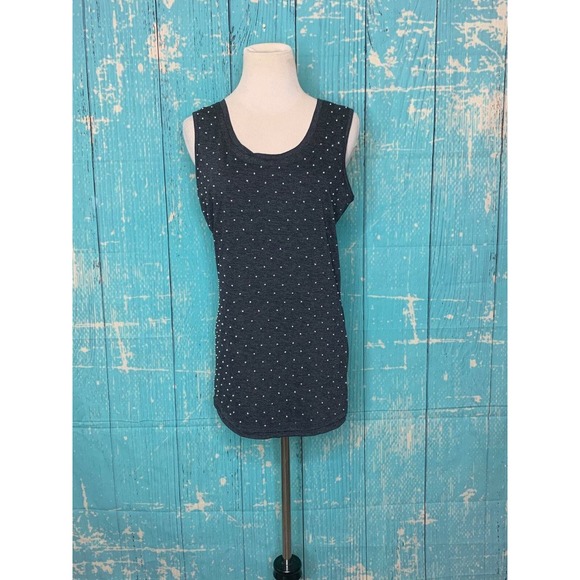 Pleione Gray Embellished Sleeveless Top Blouse Size M - Picture 6 of 9